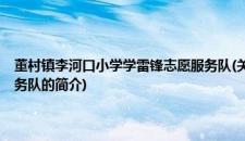 董村镇李河口小学学雷锋志愿服务队(关于董村镇李河口小学学雷锋志愿服务队的简介)