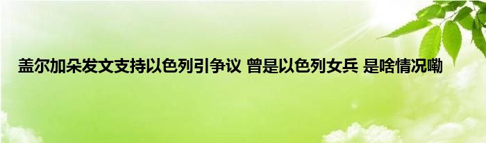 盖尔加朵发文支持以色列引争议 曾是以色列女兵 是啥情况嘞