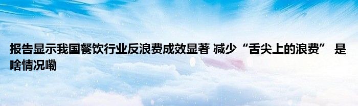 报告显示我国餐饮行业反浪费成效显著 减少“舌尖上的浪费” 是啥情况嘞