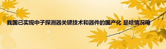 我国已实现中子探测器关键技术和器件的国产化 是啥情况嘞