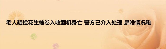 老人疑捡花生被卷入收割机身亡 警方已介入处理 是啥情况嘞