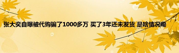 张大奕自曝被代购骗了1000多万 买了3年还未发货 是啥情况嘞