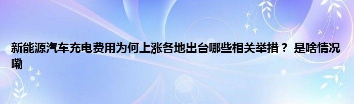 新能源汽车充电费用为何上涨各地出台哪些相关举措？ 是啥情况嘞